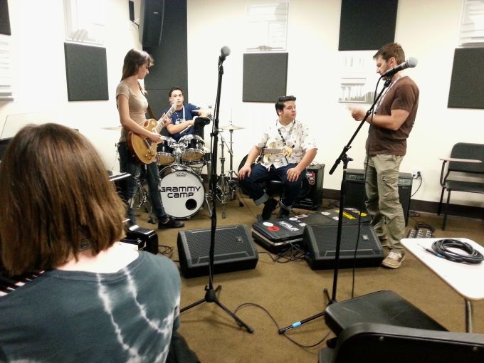 Teacher Larry (right), an active musician in the US and the combo 